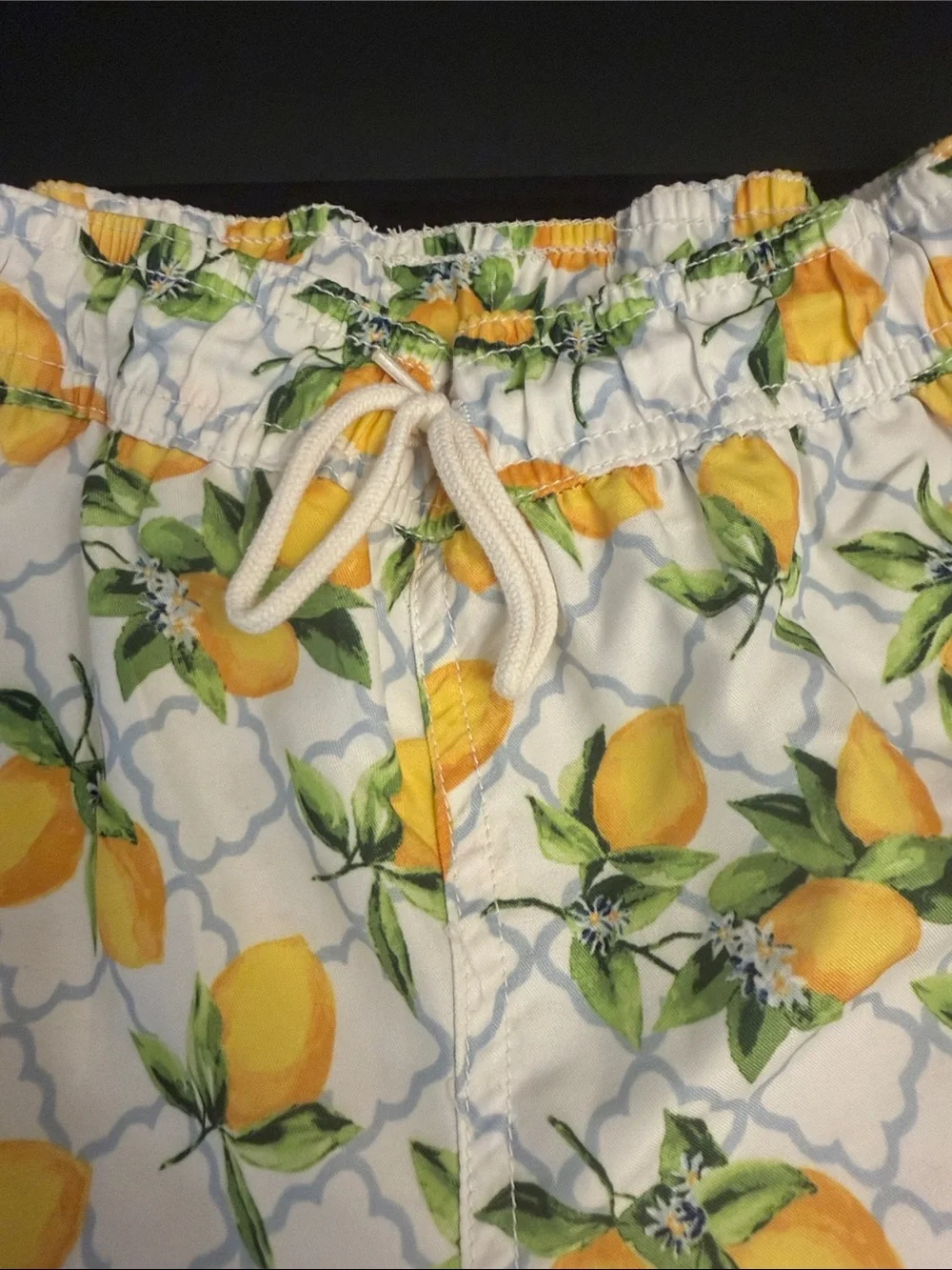 Boys size 5 Janie and Jack White Lemon Print Swim Shorts